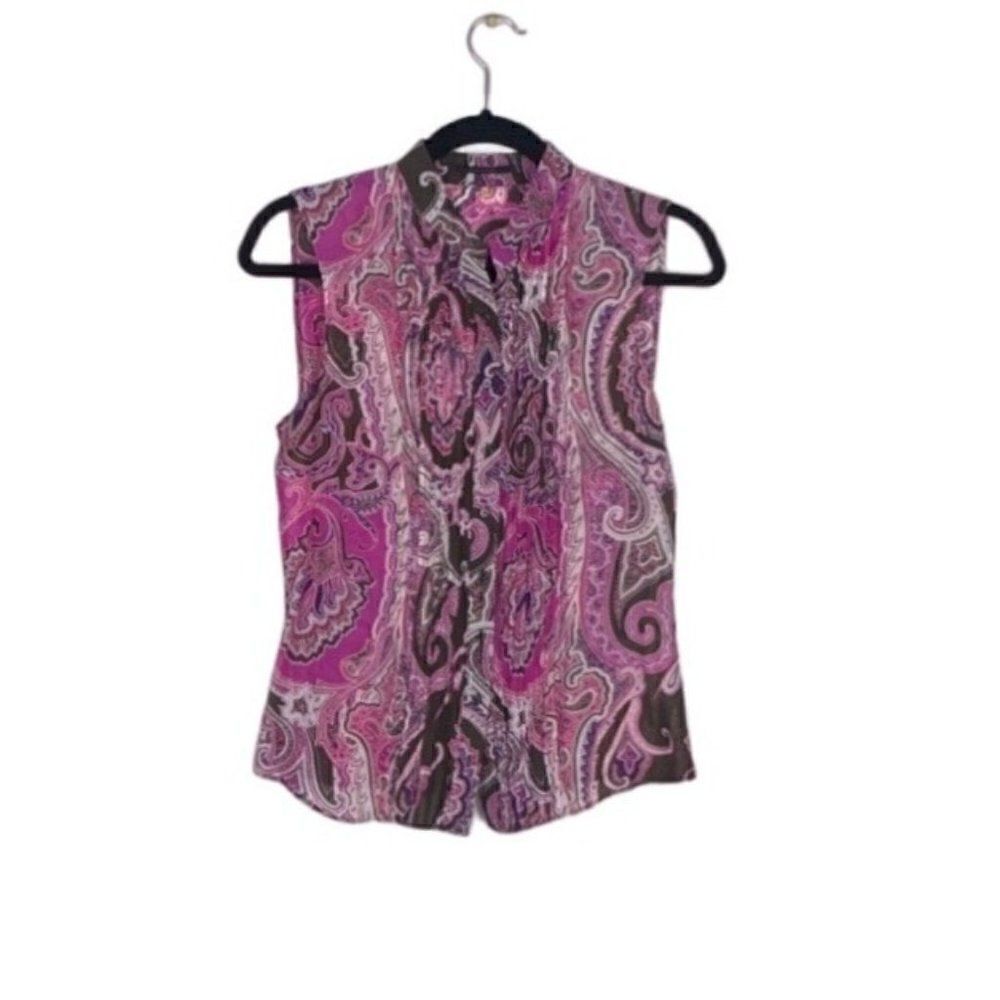 Elie Tahari Short Sleeve Blouse Womens Size Small